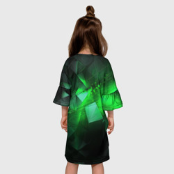Платье с принтом Зеленая абстракция зеленая геометрическая для ребенка, вид на модели сзади №2. Цвет основы: белый