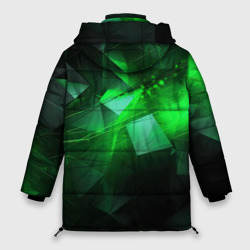 Куртка с принтом Зеленая абстракция зеленая геометрическая для женщины, вид сзади №1. Цвет основы: черный