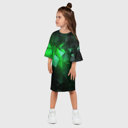 Платье с принтом Зеленая абстракция зеленая геометрическая для ребенка, вид на модели спереди №2. Цвет основы: белый