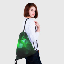 Рюкзак с принтом Зеленая абстракция зеленая геометрическая для любого человека, вид спереди №4. Цвет основы: белый