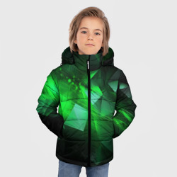 Куртка с принтом Зеленая абстракция зеленая геометрическая для любого человека, вид спереди №2. Цвет основы: черный