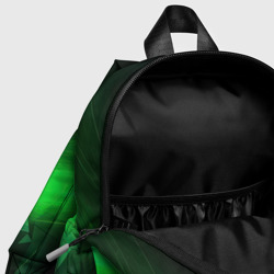 Рюкзак с принтом Зеленая абстракция зеленая геометрическая для ребенка, вид на модели спереди №4. Цвет основы: белый
