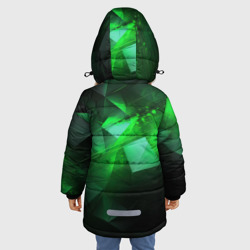 Куртка с принтом Зеленая абстракция зеленая геометрическая для любого человека, вид сзади №2. Цвет основы: черный
