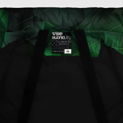 Куртка с принтом Зеленая абстракция зеленая геометрическая для женщины, вид на модели спереди №5. Цвет основы: черный