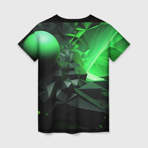 Женская футболка 3D Зеленая абстракция зеленая  геометрическая, цвет 3D печать - фото 2