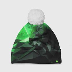 Зеленая абстракция зеленая  геометрическая – Шапка 3D c помпоном с принтом купить