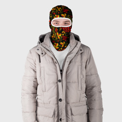 Балаклава 3D Хохломская роспись золотистые листья чёрном фоне - фото 2