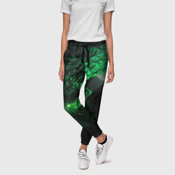 Зеленая  абстракция  зеленая   геометрическая – Женские брюки 3D с принтом купить