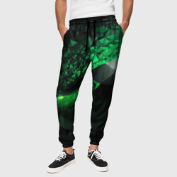 Зеленая  абстракция  зеленая   геометрическая – Мужские брюки 3D с принтом купить