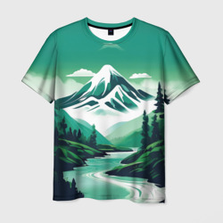 Мужская футболка 3D Графический пейзаж Камчатки  