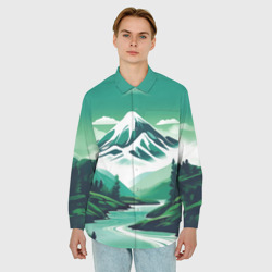 Мужская рубашка oversize 3D Графический пейзаж Камчатки   - фото 2