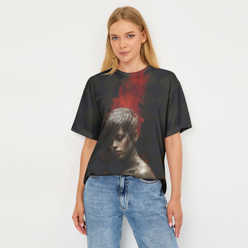Женская футболка oversize 3D Дремлющая светловолосая девушка , цвет 3D печать - фото 5