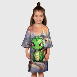 Детское платье 3D Дракон и новогодний город - фото 2