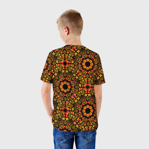 Детская футболка 3D Хохломская роспись круги из цветов и ягод, цвет 3D печать - фото 4