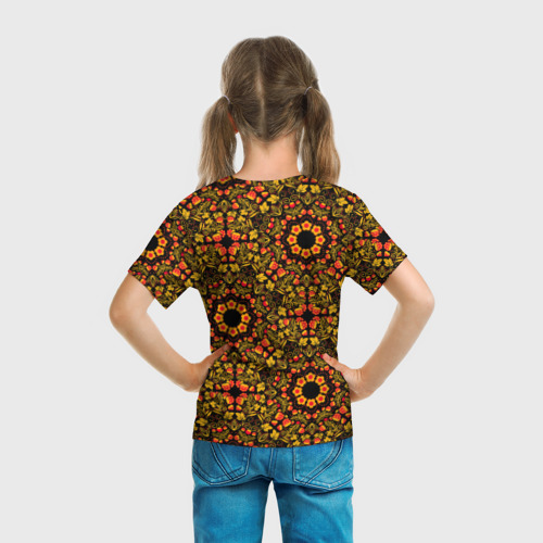Детская футболка 3D Хохломская роспись круги из цветов и ягод, цвет 3D печать - фото 6