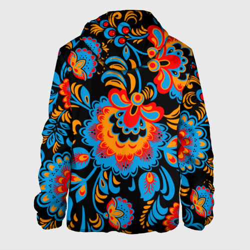 Мужская куртка 3D Хохломская роспись разноцветные цветы на чёроном фоне, цвет 3D печать - фото 2