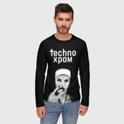 Мужской лонгслив 3D Techno храм монашка с перстнем  - фото 2