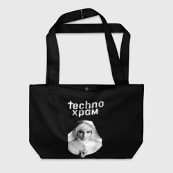 Пляжная сумка 3D Techno храм монашка держит крестик 