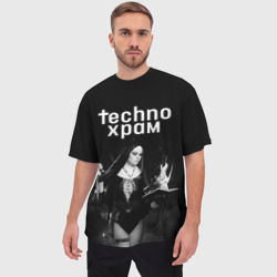 Мужская футболка oversize 3D Techno храм монашка колдунья  - фото 2