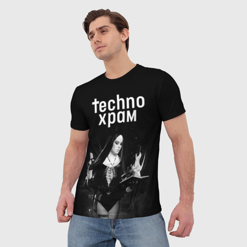 Мужская футболка 3D Techno храм монашка колдунья , цвет 3D печать - фото 3