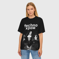 Женская футболка oversize 3D Techno храм монашка колдунья  - фото 2