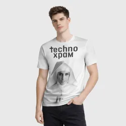 Мужская футболка 3D Techno храм монашка улыбается  - фото 2
