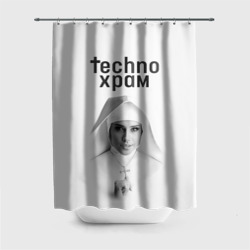 Штора 3D для ванной Techno храм монашка улыбается 