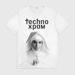 Мужская футболка 3D Techno храм монашка улыбается 