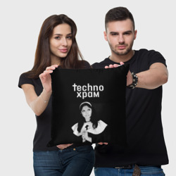 Подушка 3D Techno храм монашка смотрит в небо - фото 2