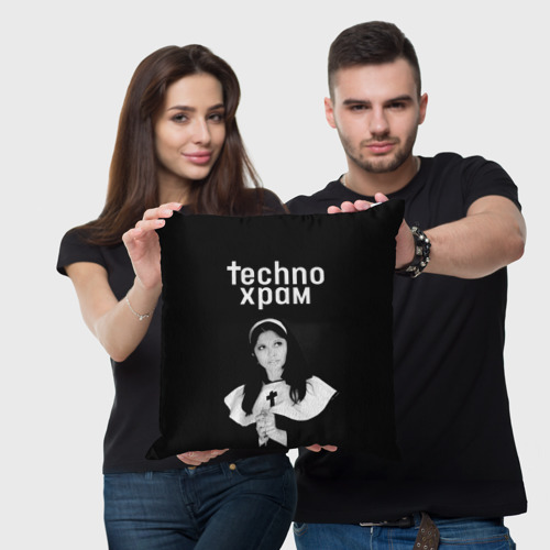 Подушка 3D Techno храм монашка смотрит в небо - фото 3