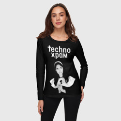 Женский лонгслив 3D Techno храм монашка смотрит в небо - фото 2