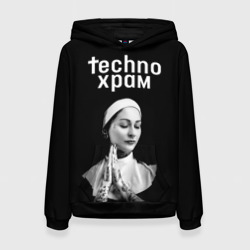 Женская толстовка 3D Techno храм монашка в татуировках 