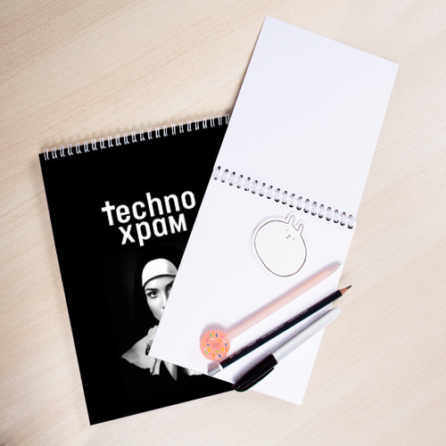 Скетчбук Techno храм монашка с красивыми глазами, цвет белый - фото 3