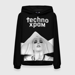 Женская толстовка 3D Techno храм монашка в белом