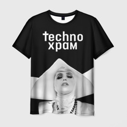 Мужская футболка 3D Techno храм монашка в белом
