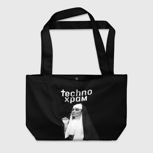 Пляжная сумка 3D Techno храм монашка надменный взгляд 