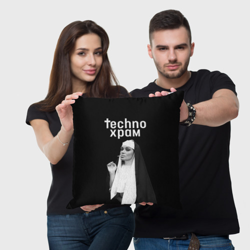 Подушка 3D Techno храм монашка надменный взгляд  - фото 3