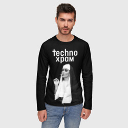 Мужской лонгслив 3D Techno храм монашка надменный взгляд  - фото 2