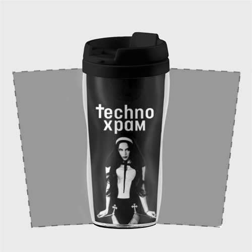 Термокружка-непроливайка Techno храм дерзкая монашка , цвет черный - фото 2
