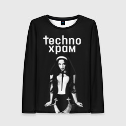 Женский лонгслив 3D Techno храм дерзкая монашка 