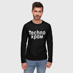 Мужской лонгслив 3D Techno храм надпись  - фото 2