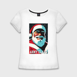 Женская футболка хлопок Slim Arnold Schwarzenegger - Santa Claus