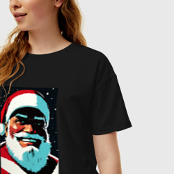 Женская футболка хлопок Oversize Arnold Schwarzenegger - Santa Claus - фото 2