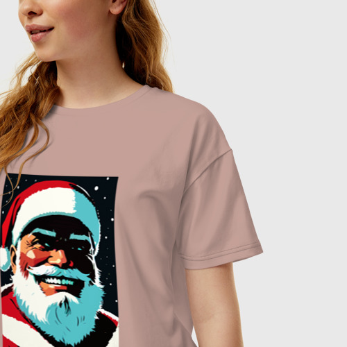 Женская футболка хлопок Oversize Arnold Schwarzenegger - Santa Claus, цвет пыльно-розовый - фото 3