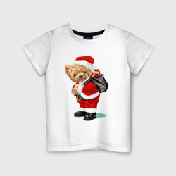 Детская футболка хлопок Медвежонок Дед мороз