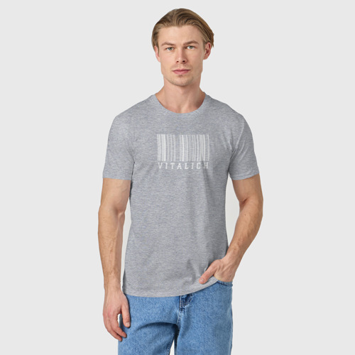 Мужская футболка хлопок Витальевич штрихкод, цвет меланж - фото 3