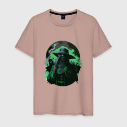 Зелёный чумной доктор в городе – Мужская футболка хлопок с принтом купить со скидкой в -20%
