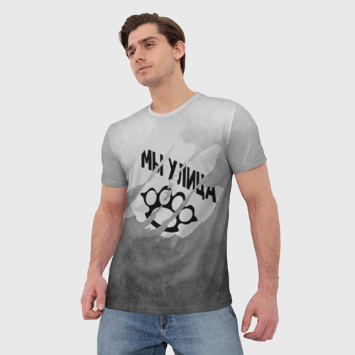 Мужская футболка 3D Му улица серый туман, цвет 3D печать - фото 3