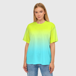 Женская футболка oversize 3D Ярко-зеленый и бирюзовый градиент - фото 2