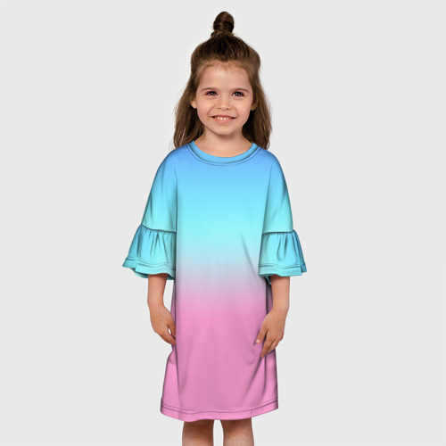 Детское платье 3D с принтом Синий и голубо-розовый градиент, вид сбоку #3